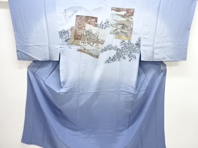 JAPANESE KIMONO / ANTIQUE MENS JUBAN / SILK / 53 STATIONS OF THE TOKAIDO